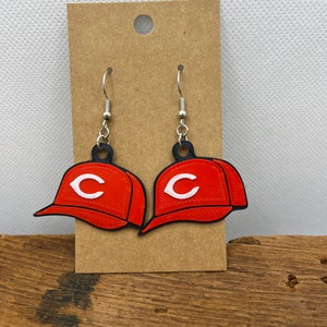 Ohio - Cincinnati Reds Baseball Hat Dangle Earrings - Custom 3D Printed - Cute, Lightweight with Hypoallergenic Earrings Hooks