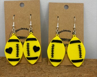 Football Earrings Team School Spirit Dangle Earrings - Choose Custom Color Combination 3D Printed, Hypoallergenic Fish Hook