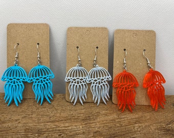 Jellyfish Ocean Life Dangle Earrings - Choose Color - Custom 3D Printed Lightweight and Cute!