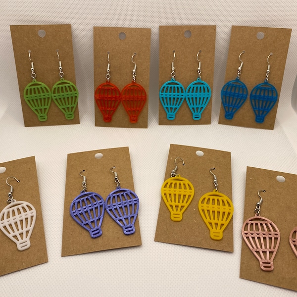 Hot Air Balloon Design 2 Custom 3D Printed Earrings Choose from a variety of fun Colors! Lightweight!