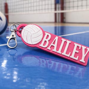 Personalized Volleyball Keychain / Bag Tag / Name Tag / Backpack Clip - Custom Backpack ID - Choose Color- Choose Color