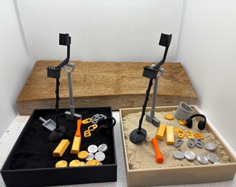 Mini Metal Detecting Toy Kit, 3D Printed, Sandbox Treasure  - Choose Beach or Dirt