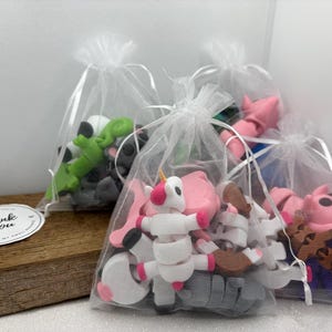 Articulated Fidget Toy Gift Bag, 3D Printed Pocket Pals, Sensory Play, Assorted Animal Bundles, Party Favors