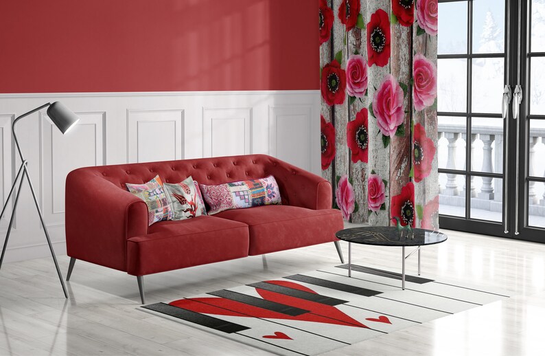 Piano Red Heart Shape Valentine Floor Decor Valentine/'s Day Gift Custom Size and Pattern Luxury Carpet Valentine/'s Decorations