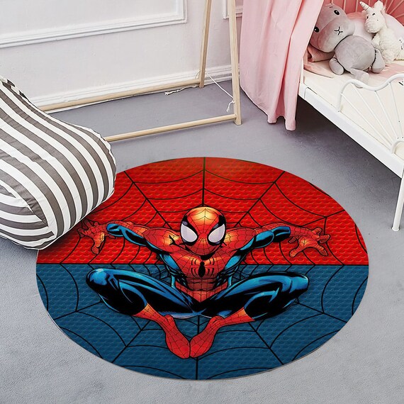 Round Carpet Batman Superman Printed Soft Anti-slip Rugs Superhero Mat Kids Room 