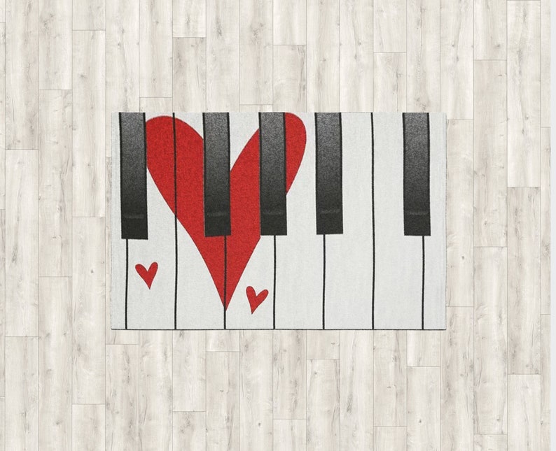 Piano Red Heart Shape Valentine Floor Decor Valentine/'s Day Gift Custom Size and Pattern Luxury Carpet Valentine/'s Decorations