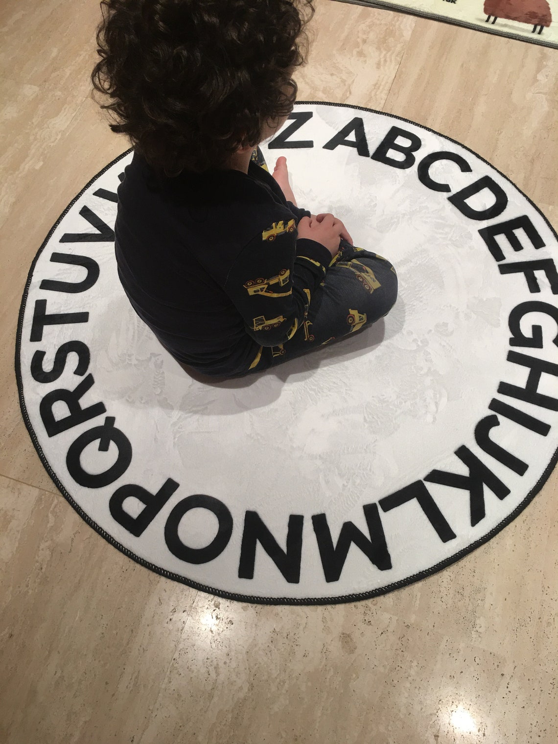 Round ABC Alphabet Rug Educational Kids Room Carpet Nursery Etsy