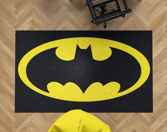 Square Batman Carpet Batman Rug Gift For Kids Batman Logo Rug Nursery D\u00e9cor Nursery Rug Plush Floor Area Carpet Gift For Batman Fans