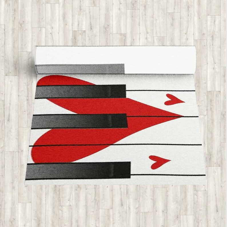 Piano Red Heart Shape Valentine Floor Decor Valentine/'s Day Gift Custom Size and Pattern Luxury Carpet Valentine/'s Decorations