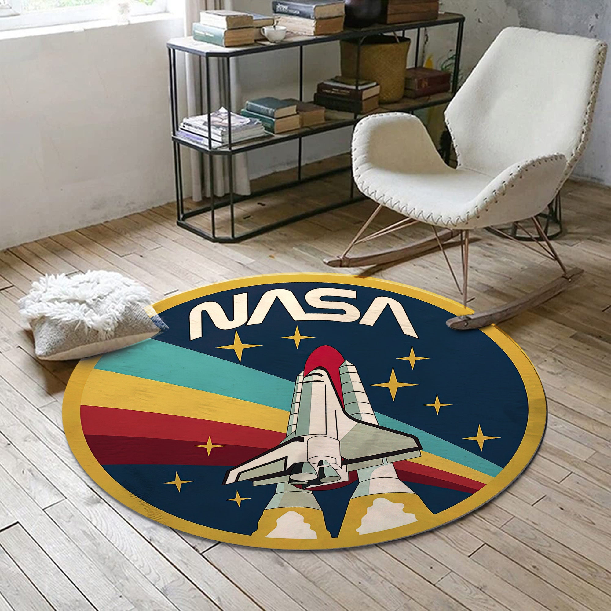 Nasa Carpet Kids Room Rug Round Space Theme Carpet Nasa Etsy