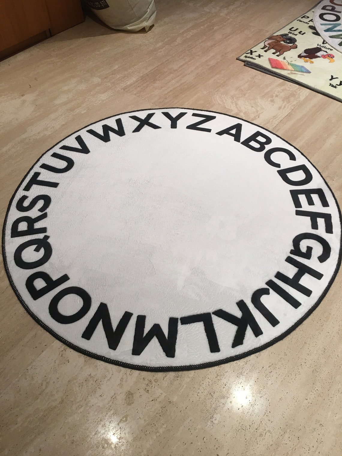 Round ABC Alphabet Rug Educational Kids Room Carpet Nursery Etsy