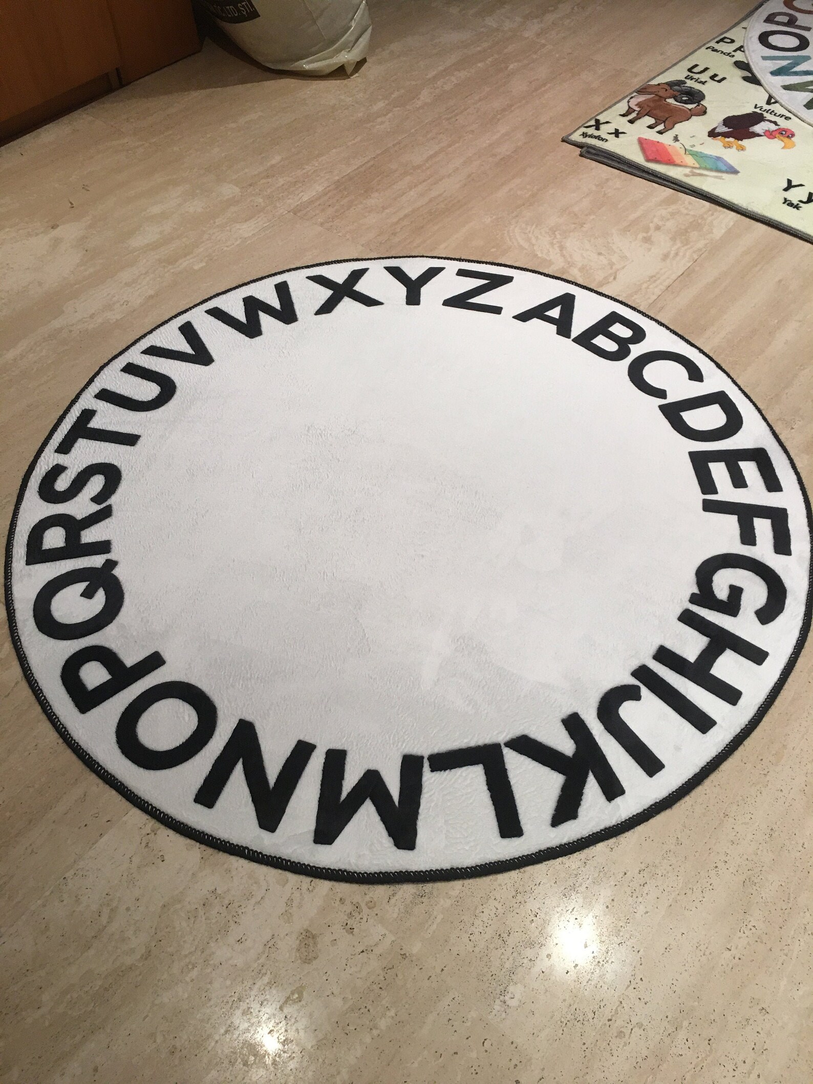 Round ABC Alphabet Rug Educational Kids Room Carpet Nursery Etsy