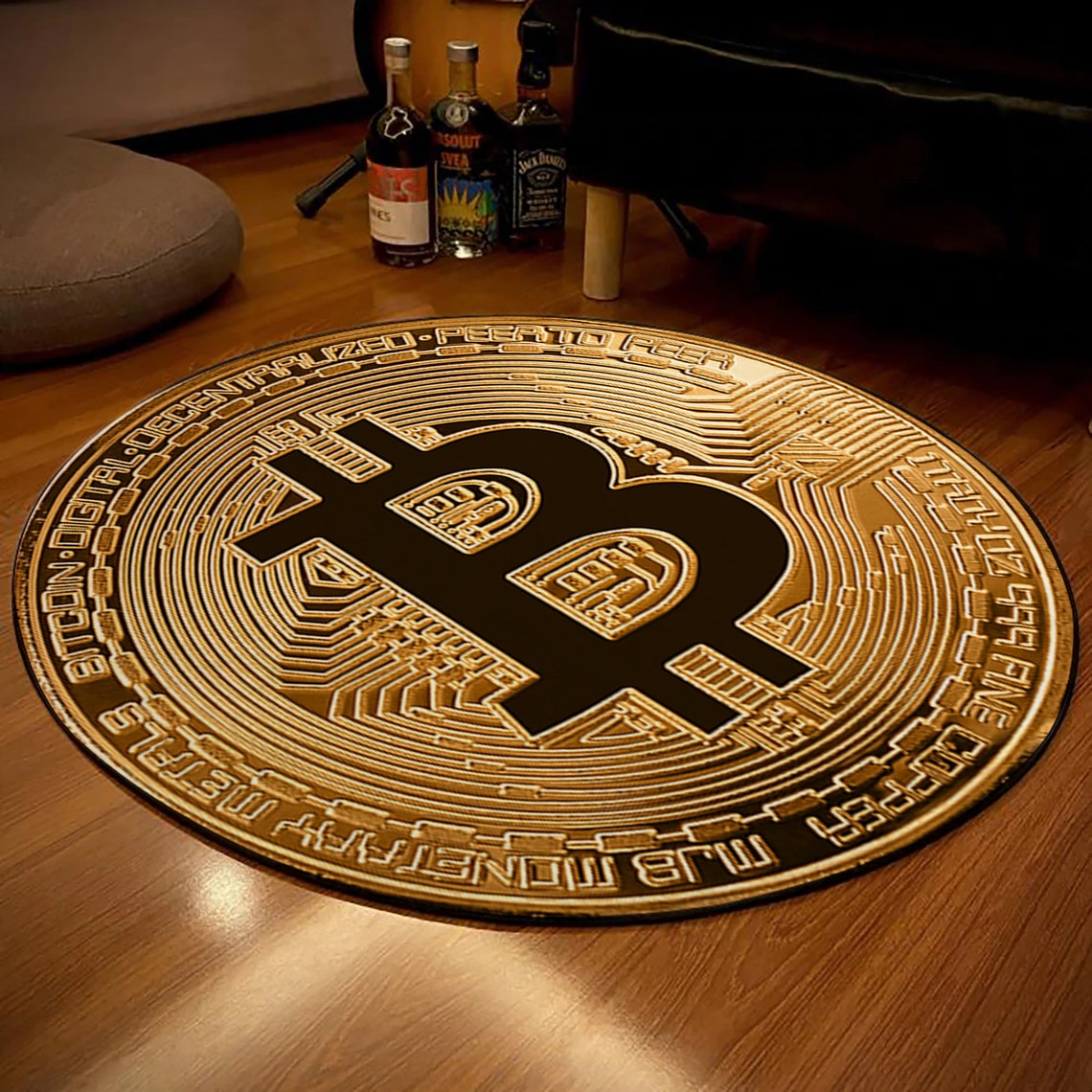 3D Bitcoin Rug Round Bitcoin Carpet Real Looking NonSlip Etsy