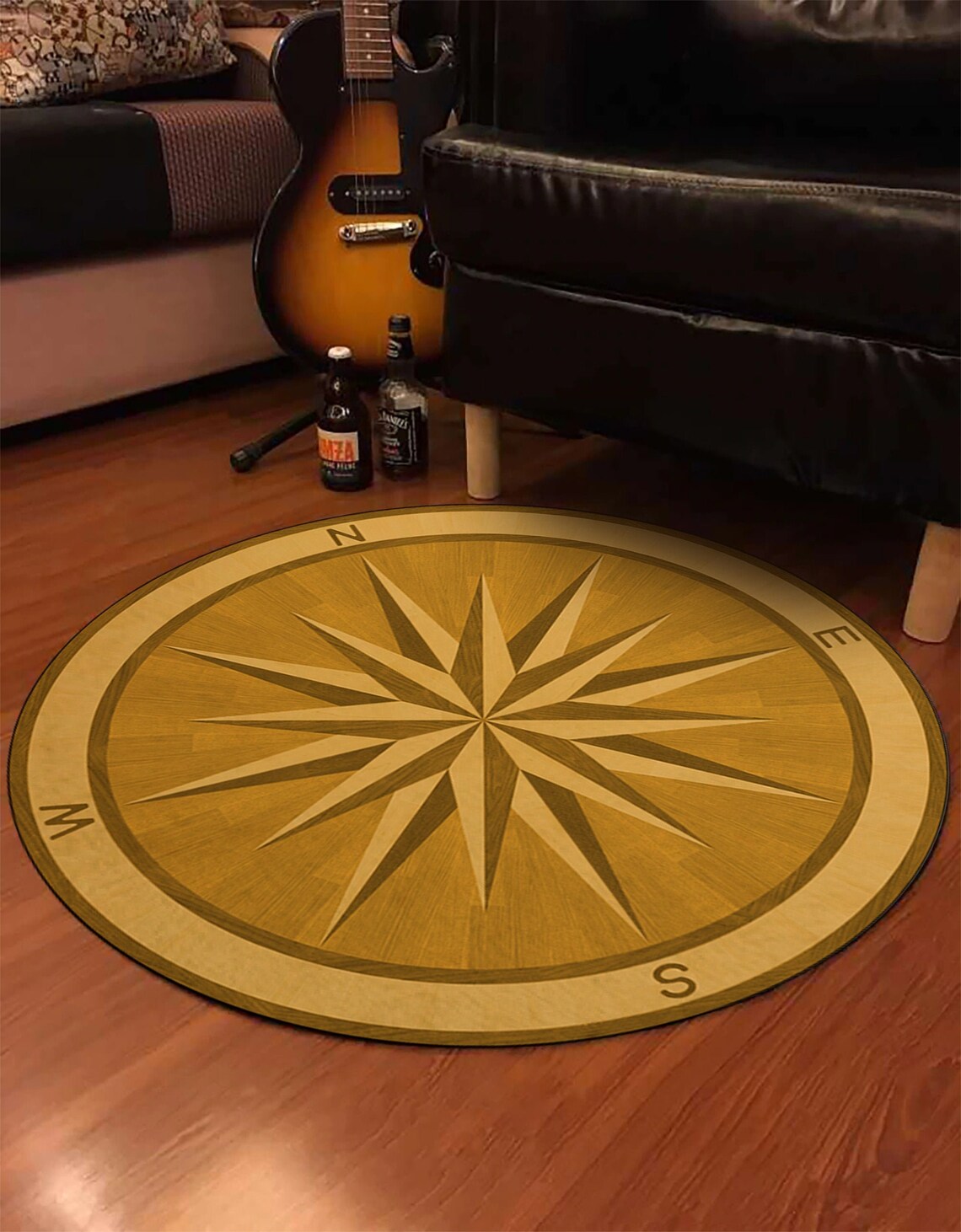 3D Compass Rose Rug Round Compass Medallion Carpet Real Etsy