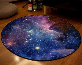 Amazing Galaxy Space Star Round Area Rug for Bedroom Living Room Playroom Laundry 39.4x39.4IN Amazing Galaxy Space Star Round Area Rug for Bedroom Living Room Playroom Laundry 39.4x39.4IN