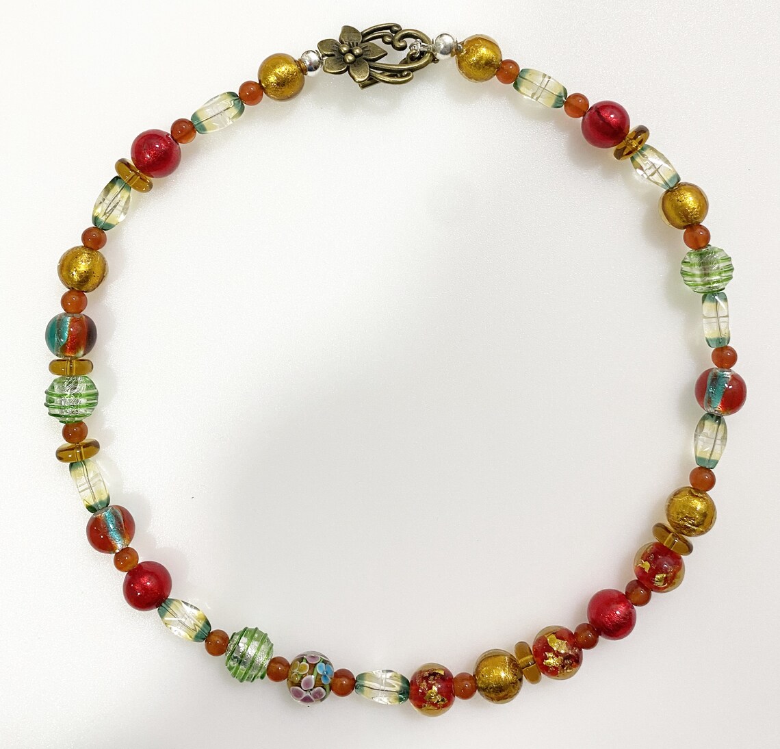 Vintage Style Murano Glass Bead Necklace Etsy