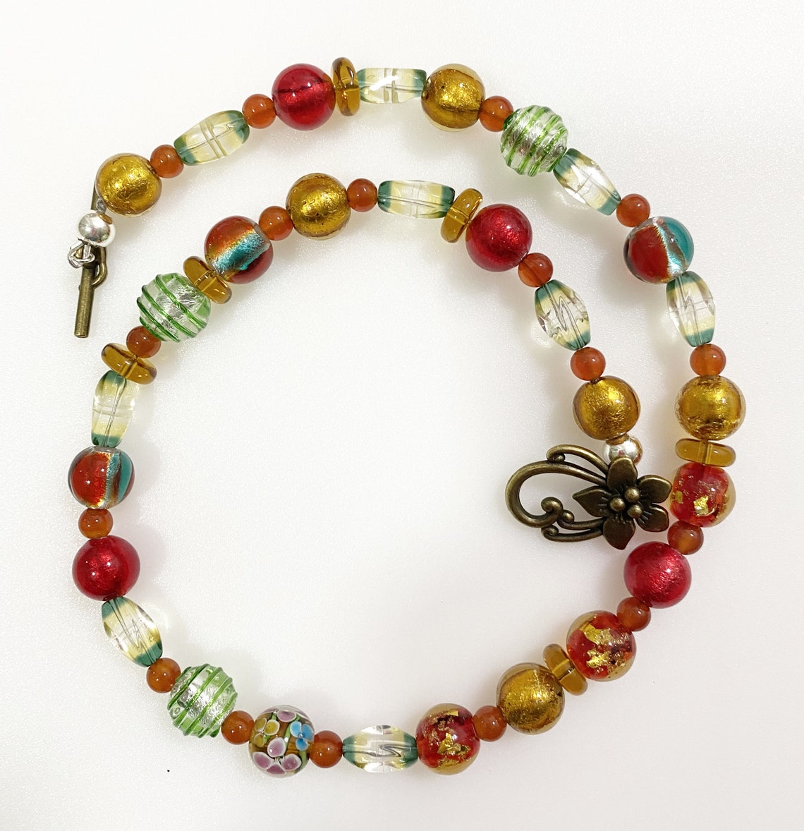 Vintage Style Murano Glass Bead Necklace Etsy