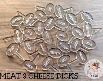 Acrylic Laser Engraved Charcuterie Picks Meat & Cheese Labels Food Tags Party Signs Gift Bachelorette Wedding New House Hostess Gift
