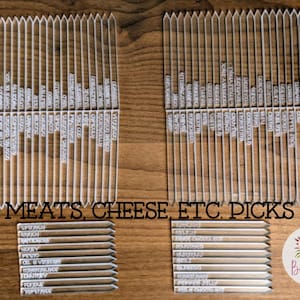 Laser Engraved Meat Cheese & Etc Picks Acrylic Charcuterie Picks Labels Food Tag Party Sign Gift Bachelorette Wedding New House Hostess Gift