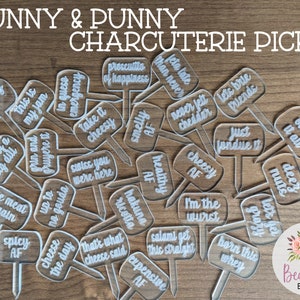 Punny Funny Acrylic Charcuterie Picks Laser Engraved Meat & Cheese Labels Food Tag Party Signs Bachelorette Wedding New House Hostess Gift