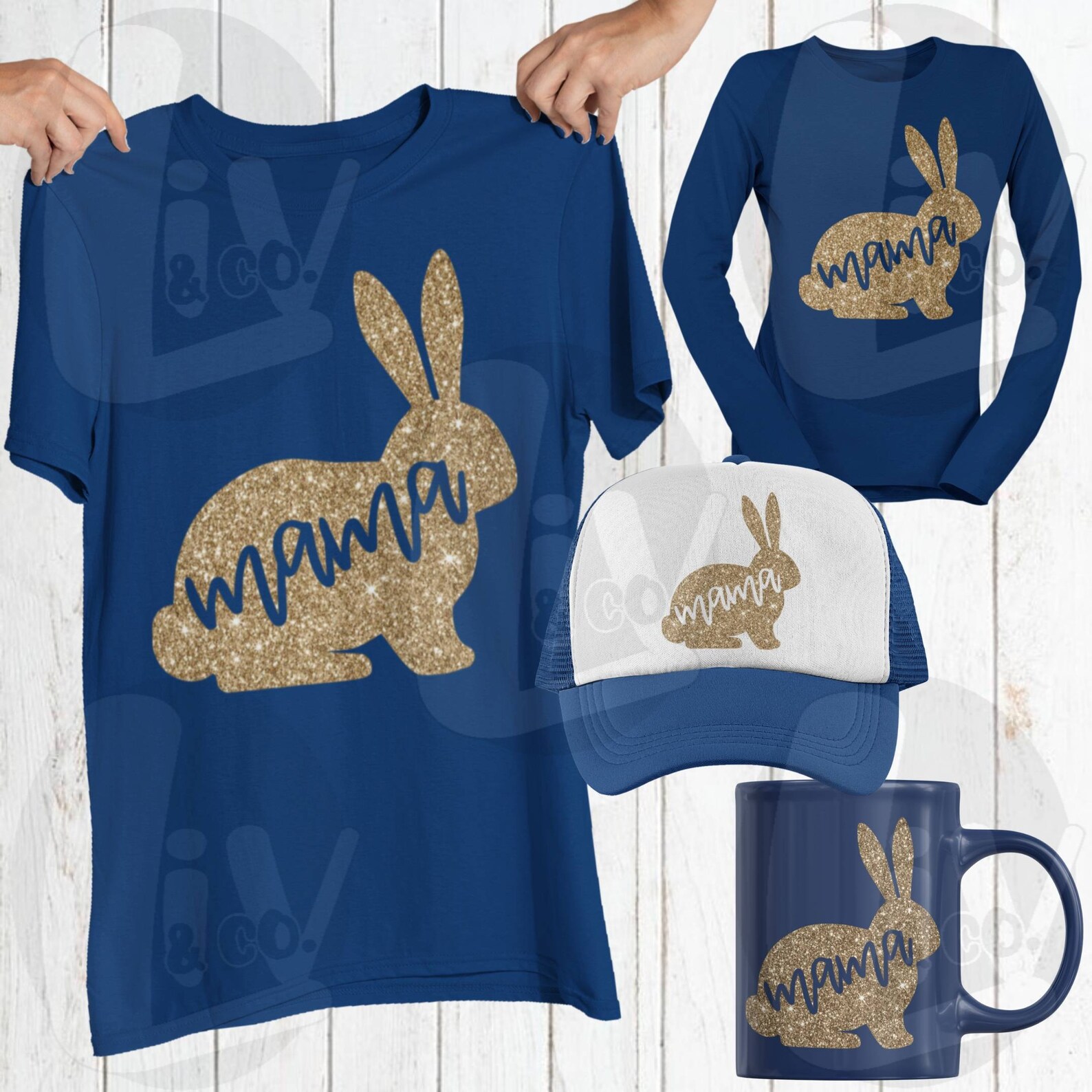 Gold Glitter Mama Bunny Easter SVG Mom Easter Shirt SVG PNG Etsy