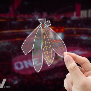 Blackhawks Feathers Sticker - Clear Backing