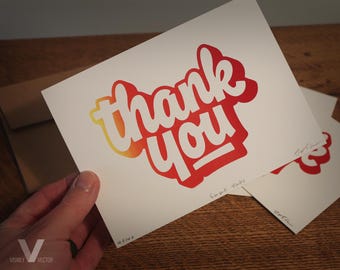Sunset Thanks - 3-Color Gradient Thank You Stationary Print Set