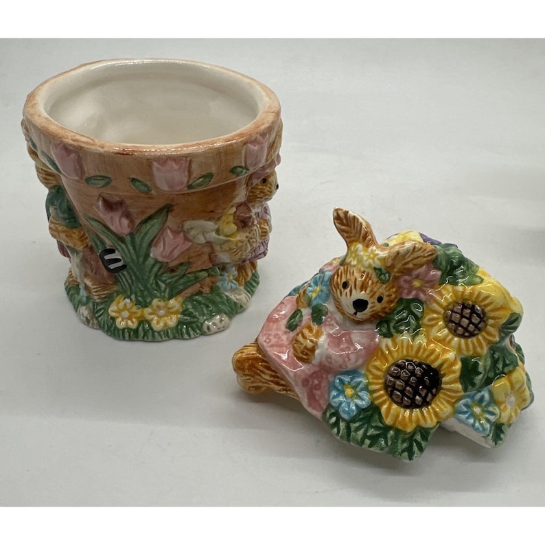 Rabbit Garden Party Springtime Creamer & Sugar Bowl Easter Bunny ...