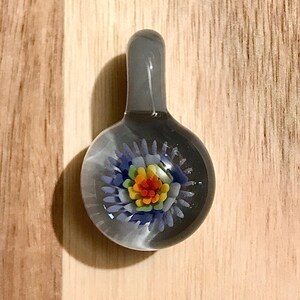 Flower Implosion Glass Pendant | Handmade | One of a Kind | Gray | Rainbow | Colorful | Glass Flower | Glass Jewelry | Wearable Glass Art
