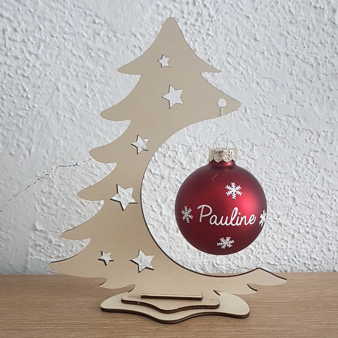 Boule de noël et support sapin bois Etsy France