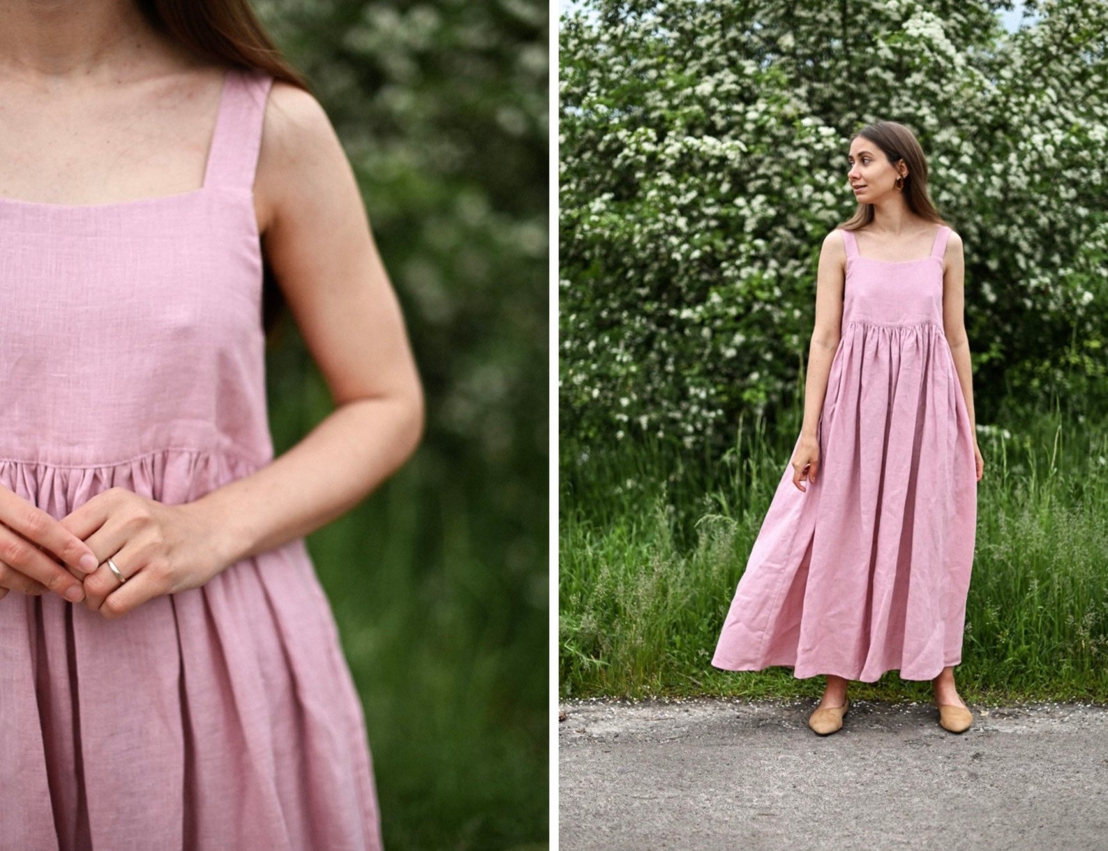 Sage Green Linen Dress Oversized Linen Dress With Pockets Etsy