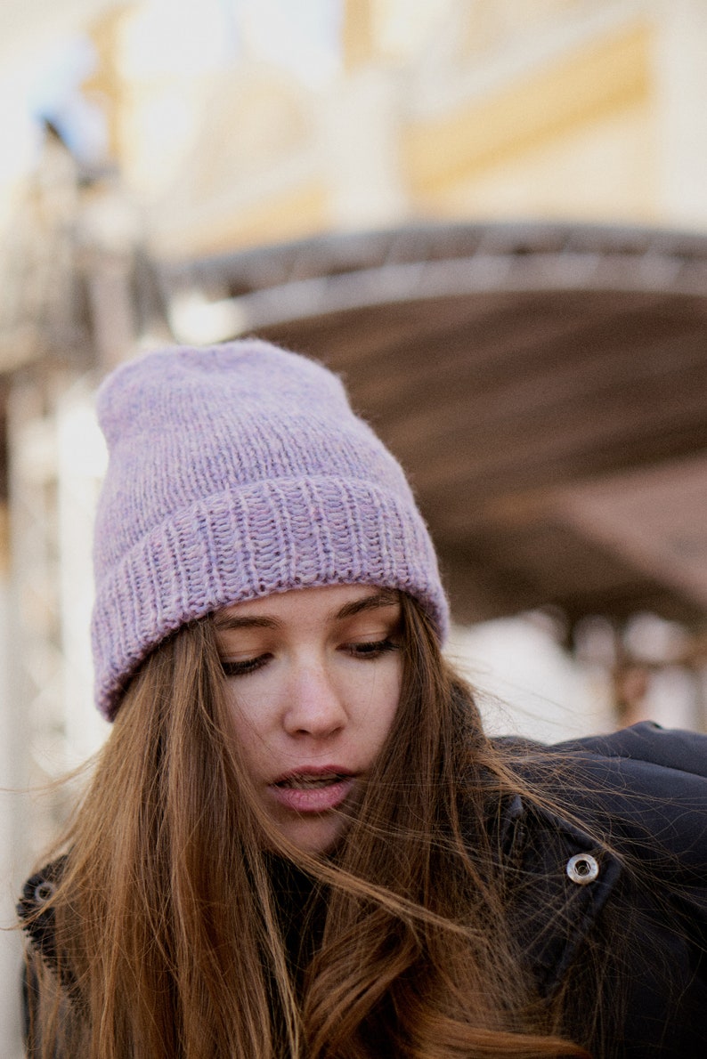 Knit Slouchy Hat Beanie Women Knit Hat Beige Knit Hat Wool Etsy