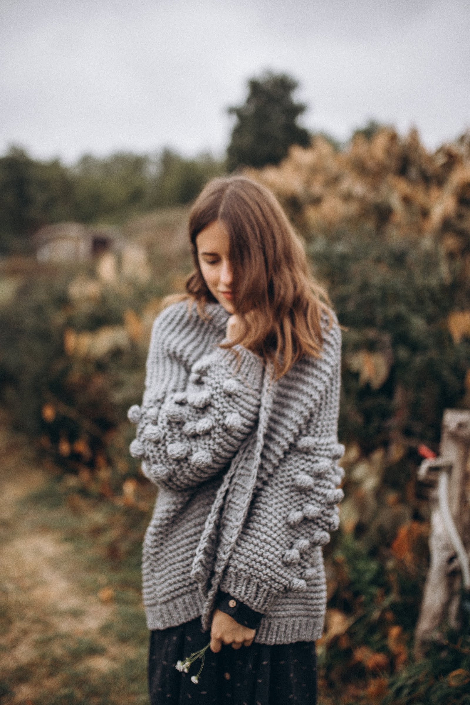 Grey bubble store sleeve cardigan