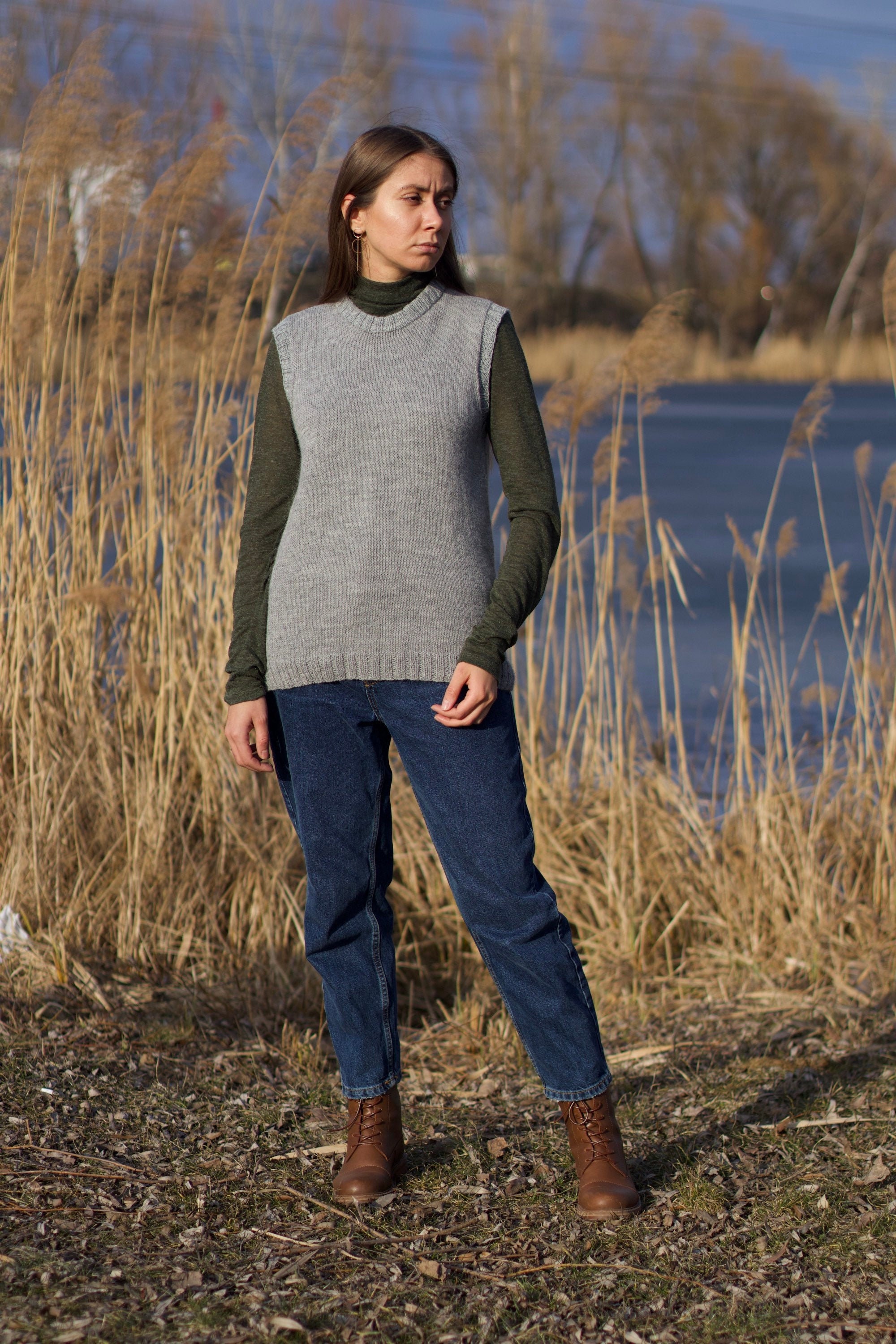 Sleeveless Knitted Vest Women Knitted Vest Knitted Gray Etsy UK