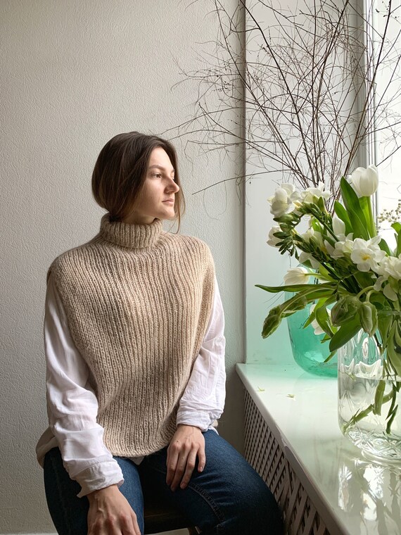 Open-side Alpaca Vest Knitted Vest Wool 