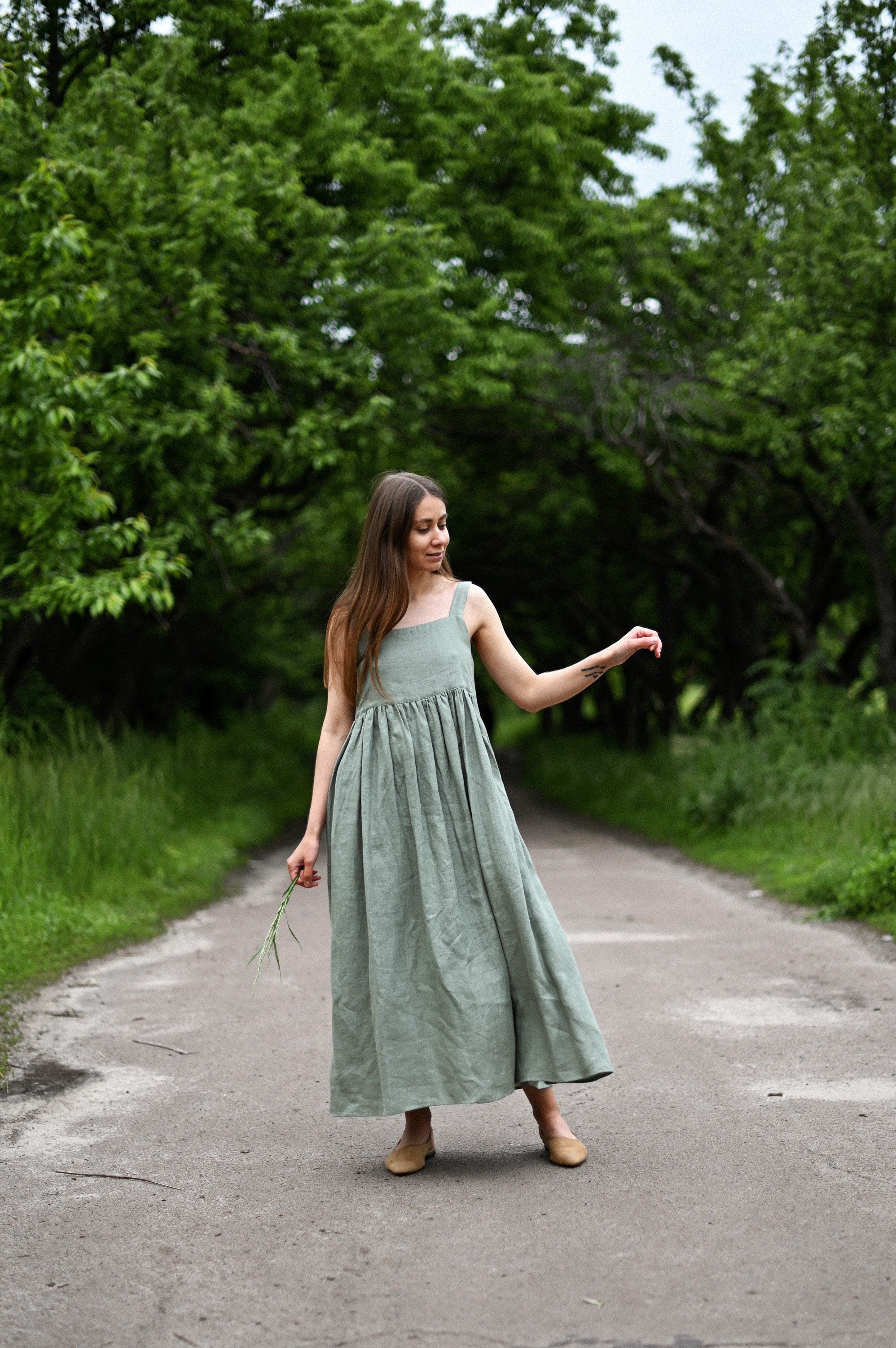 Sage Green Linen Dress Oversized Linen Dress With Pockets Etsy
