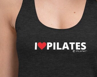 I love Pilates - Damen Racerback Tank - Pilates Tank - Pilates Shirts - Lustige Pilates Shirts - Pilates Geschenke