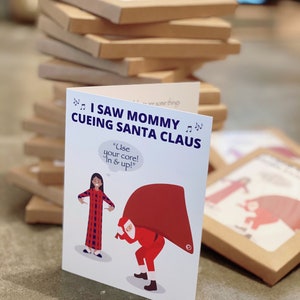 Tarjetas navideñas de pilates (paquete de 10): vi a mamá dándole señales a Papá Noel / Tarjetas de pilates / Tarjetas navideñas de pilates / Regalos de pilates / Pilates divertidos