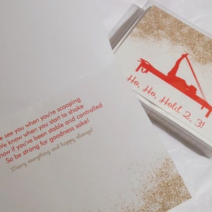 ¡Ho Ho Hold 2, 3! Tarjetas navideñas de pilates (paquete de 10) / Tarjetas de pilates / Tarjetas navideñas de pilates / Regalos de pilates / Adornos de pilates / Pilates