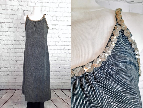 Maxi Kleid Silber 38 40 M L Riemchenkleid Abendkl… - image 1