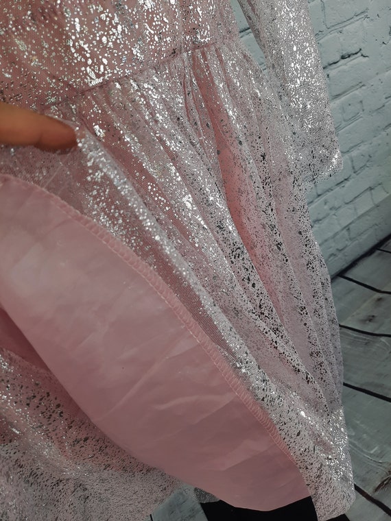 Rose Silber Kleid 42 44 XL midi Tüll Fee Cosplay … - image 5