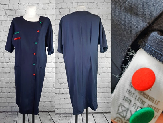 80er Kleid midi 42 44 XL unikat Wolle 100% Paris … - image 1