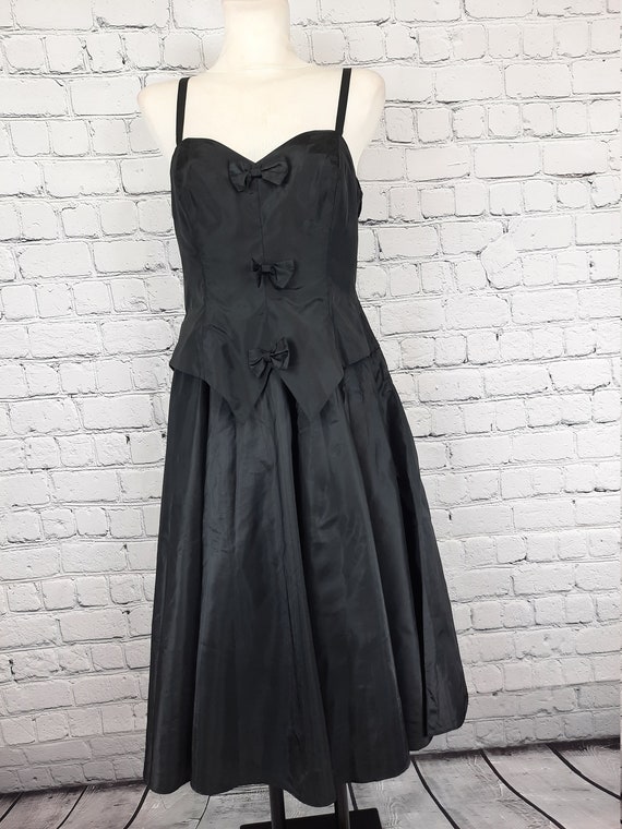 Vintage Schwarzes Kleid midi 42 XL Pinup kleine s… - image 2