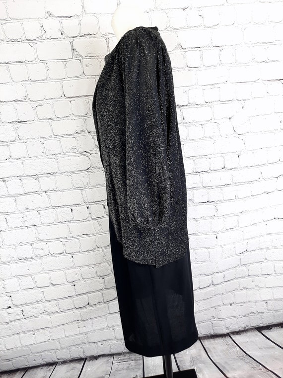 Vintage Silbernes Kleid 40 L dehnbar 70er 80er Be… - image 7