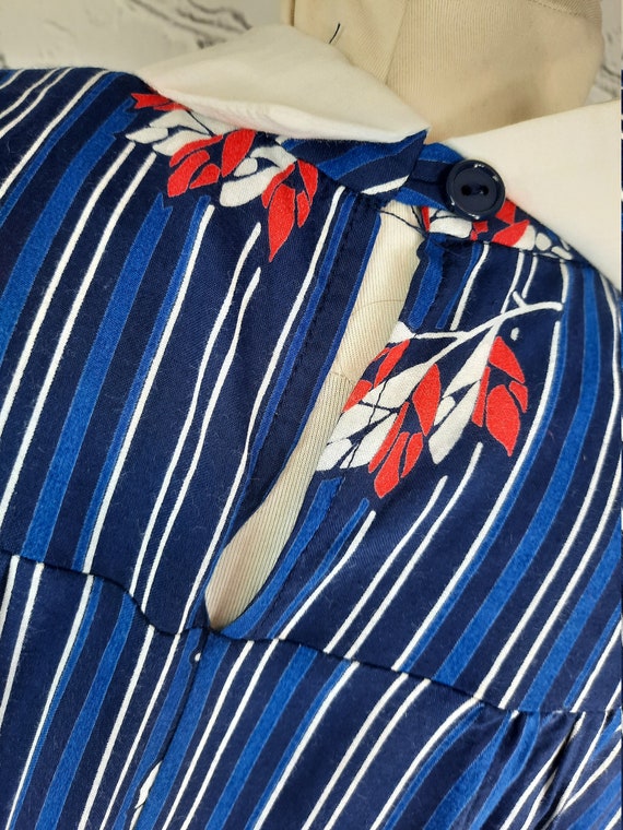 Vintage midi Kleid Streifen 40 L 38 Baumwolle Kra… - image 7