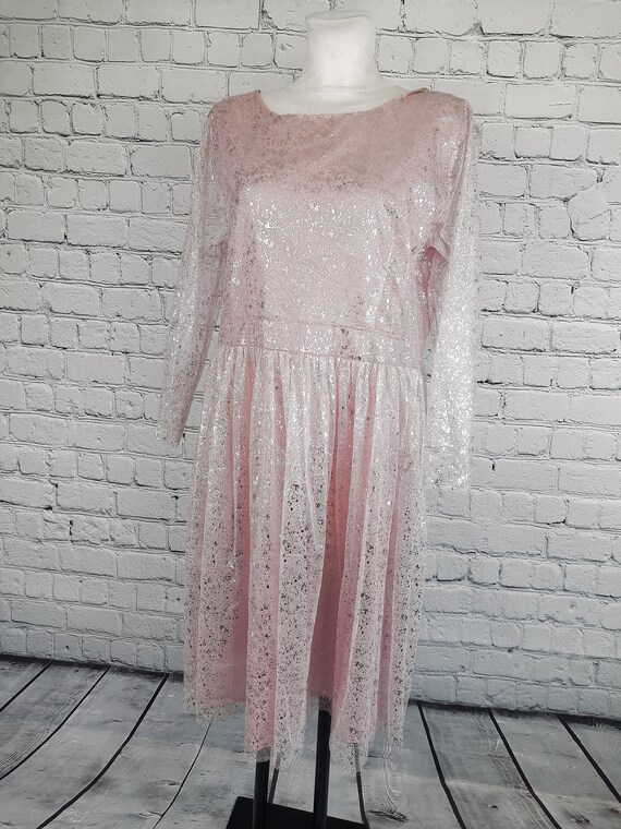 Rose Silber Kleid 42 44 XL midi Tüll Fee Cosplay … - image 4