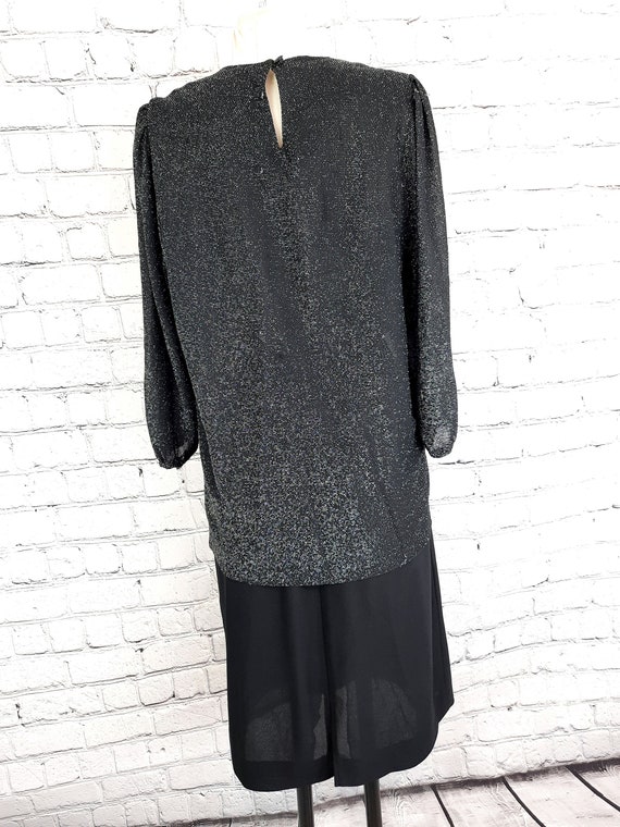 Vintage Silbernes Kleid 40 L dehnbar 70er 80er Be… - image 8