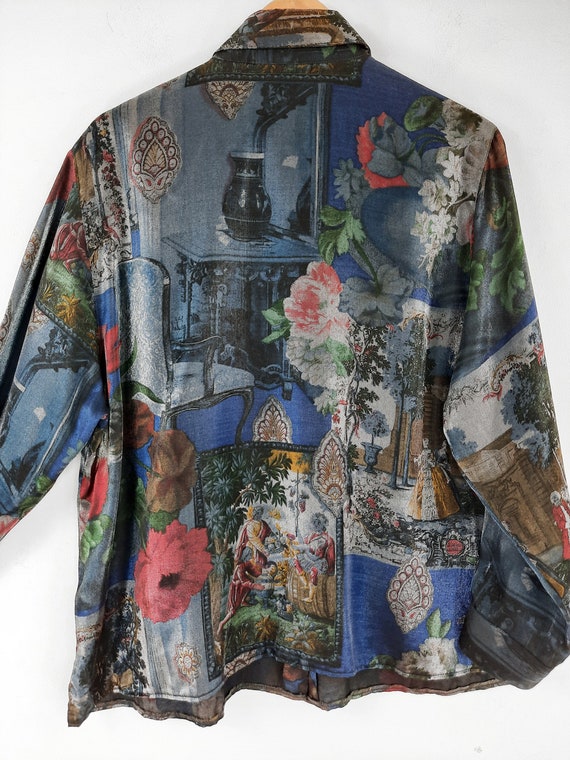 Vintage langärmlige Bluse 42 44 XL unikat barock … - image 8