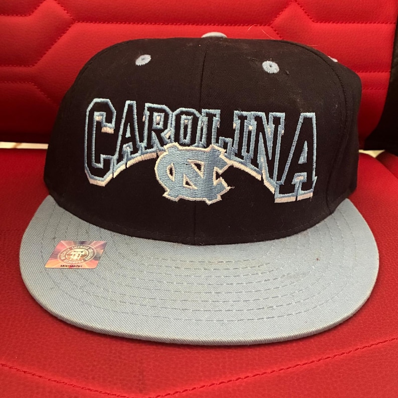 Vintage Top Of The World UNC Tar Heels Fitted Hat North Carolina Blue snapbak image 1