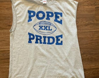 Vintage Pope Pride Football Sleeveless T-Shirt XXL Anvil 90s Gray USA